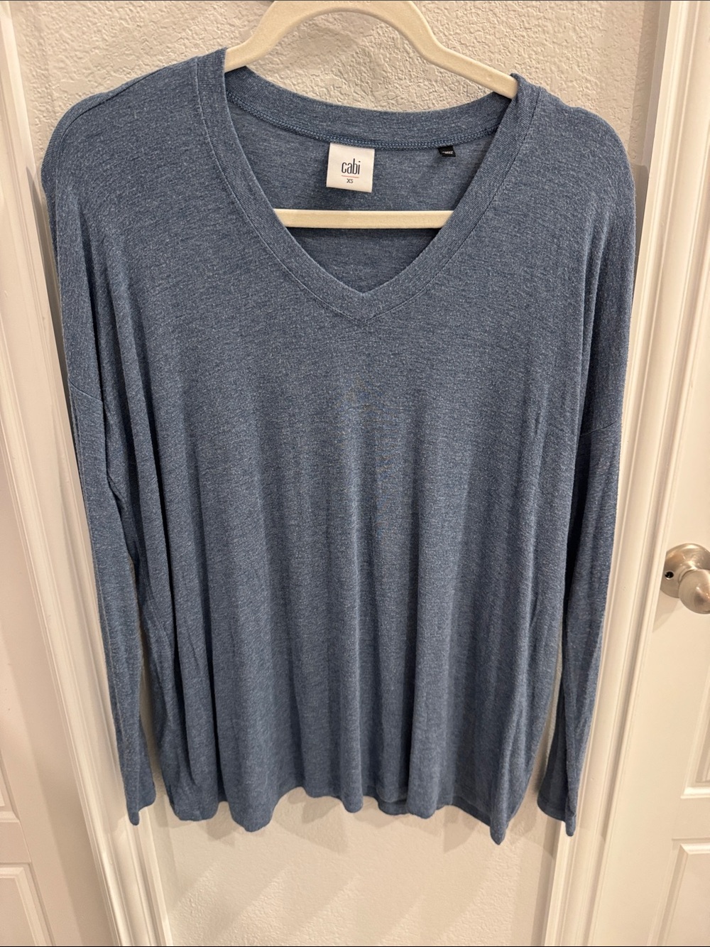CAbi STYLE 3229 Heathered Blue V-Neck Sweater